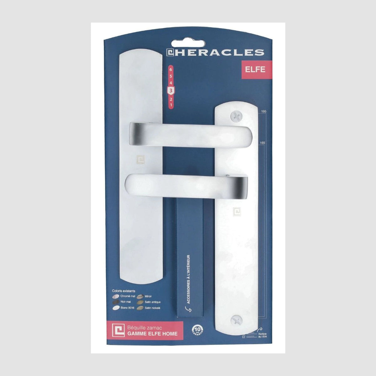 Ensemble de poignées ELFE HOME entraxe 195 mm - bec-de-cane - chromé mat