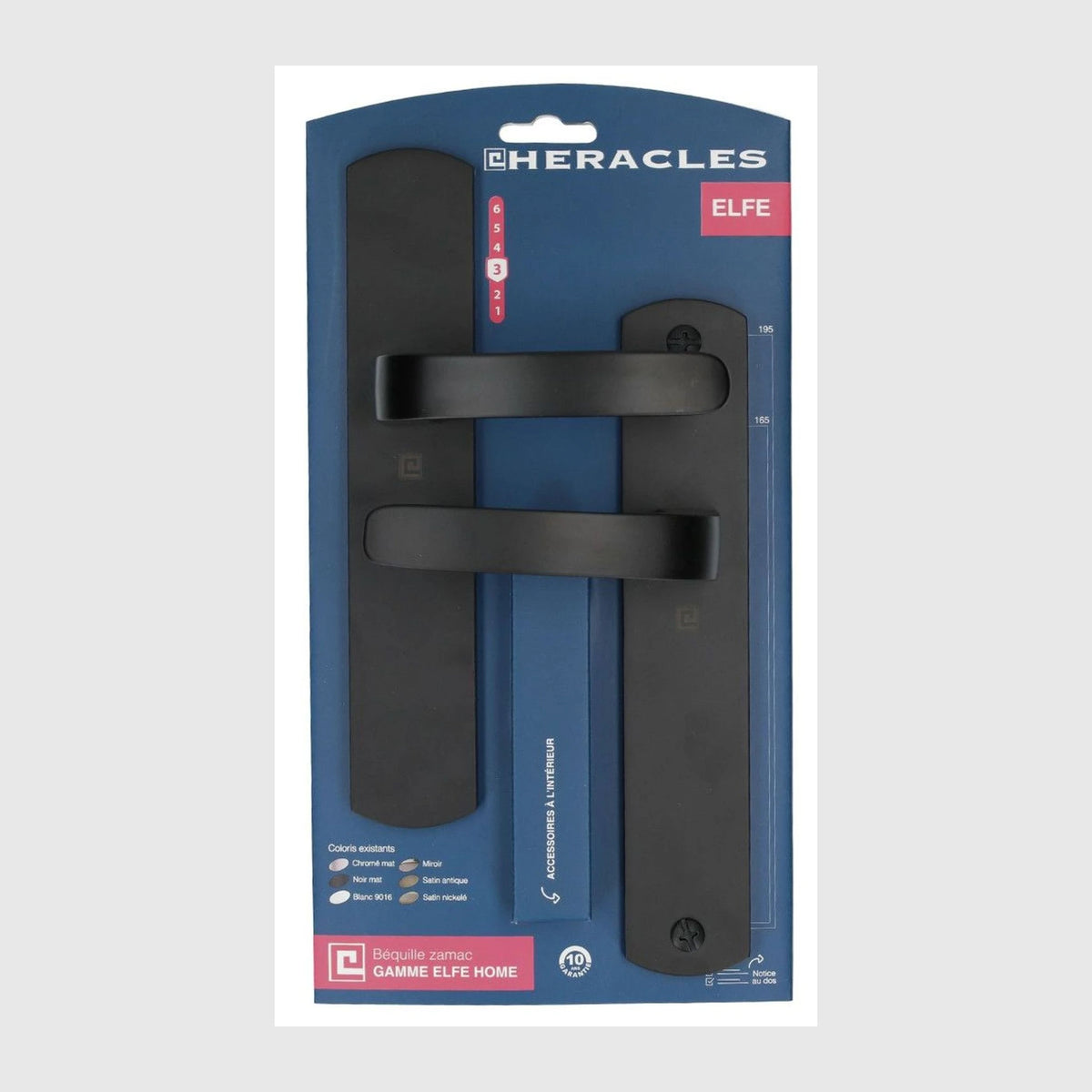 Ensemble de poignées ELFE HOME entraxe 195 mm - bec-de-cane - noir
