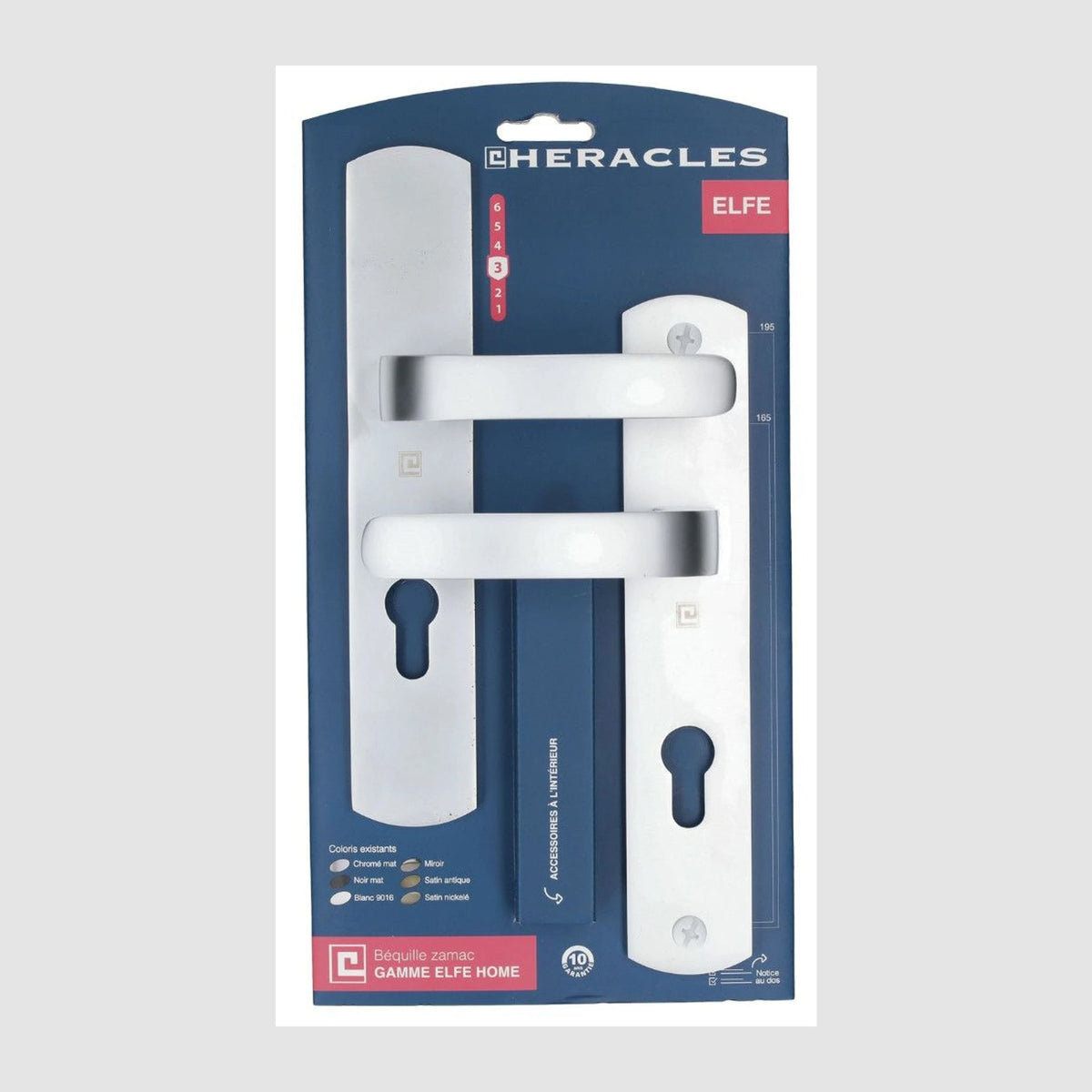 Ensemble de poignées ELFE HOME entraxe 195 mm - à clé (fonction courte) - chromé mat