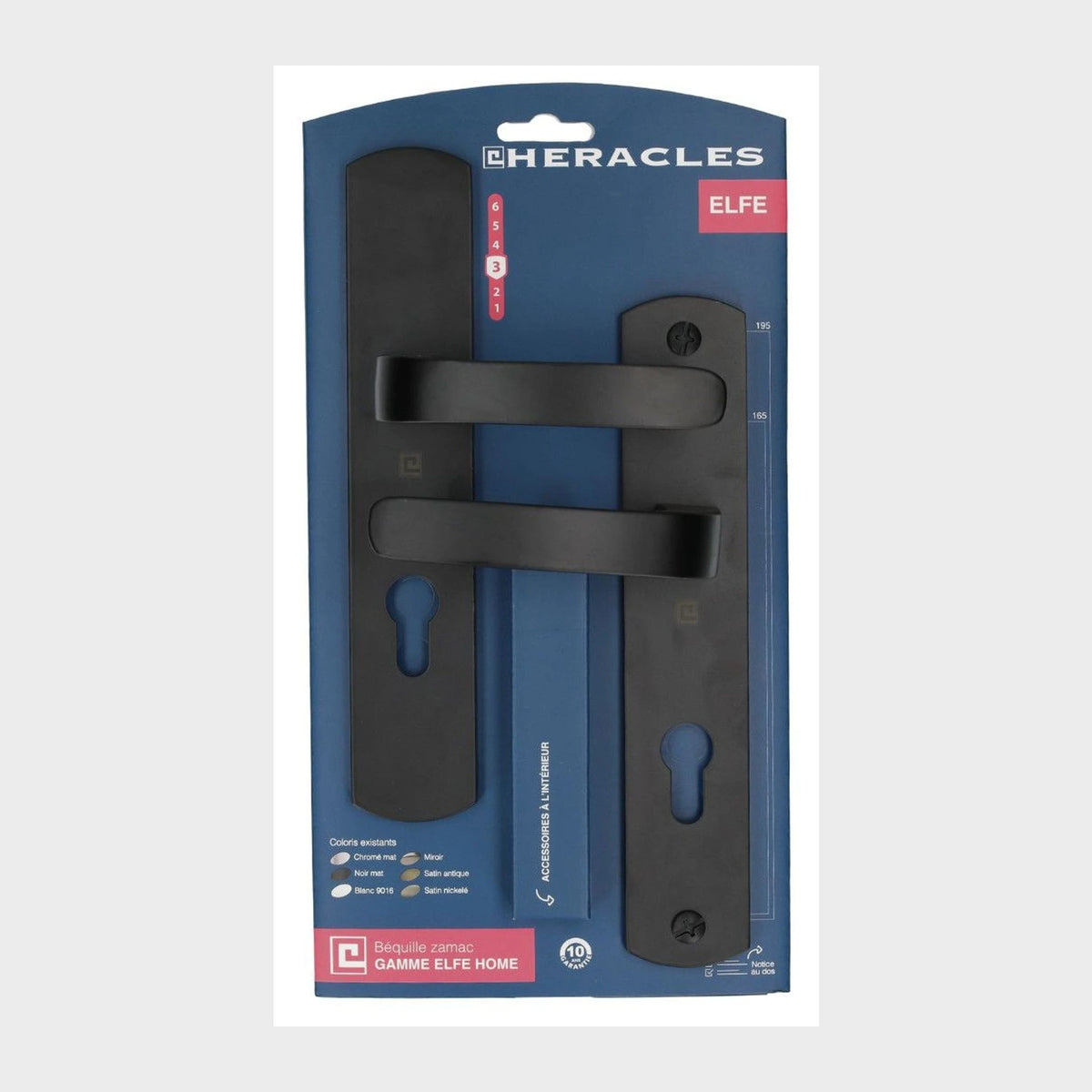 Ensemble de poignées ELFE HOME entraxe 195 mm - à clé (fonction courte) - noir