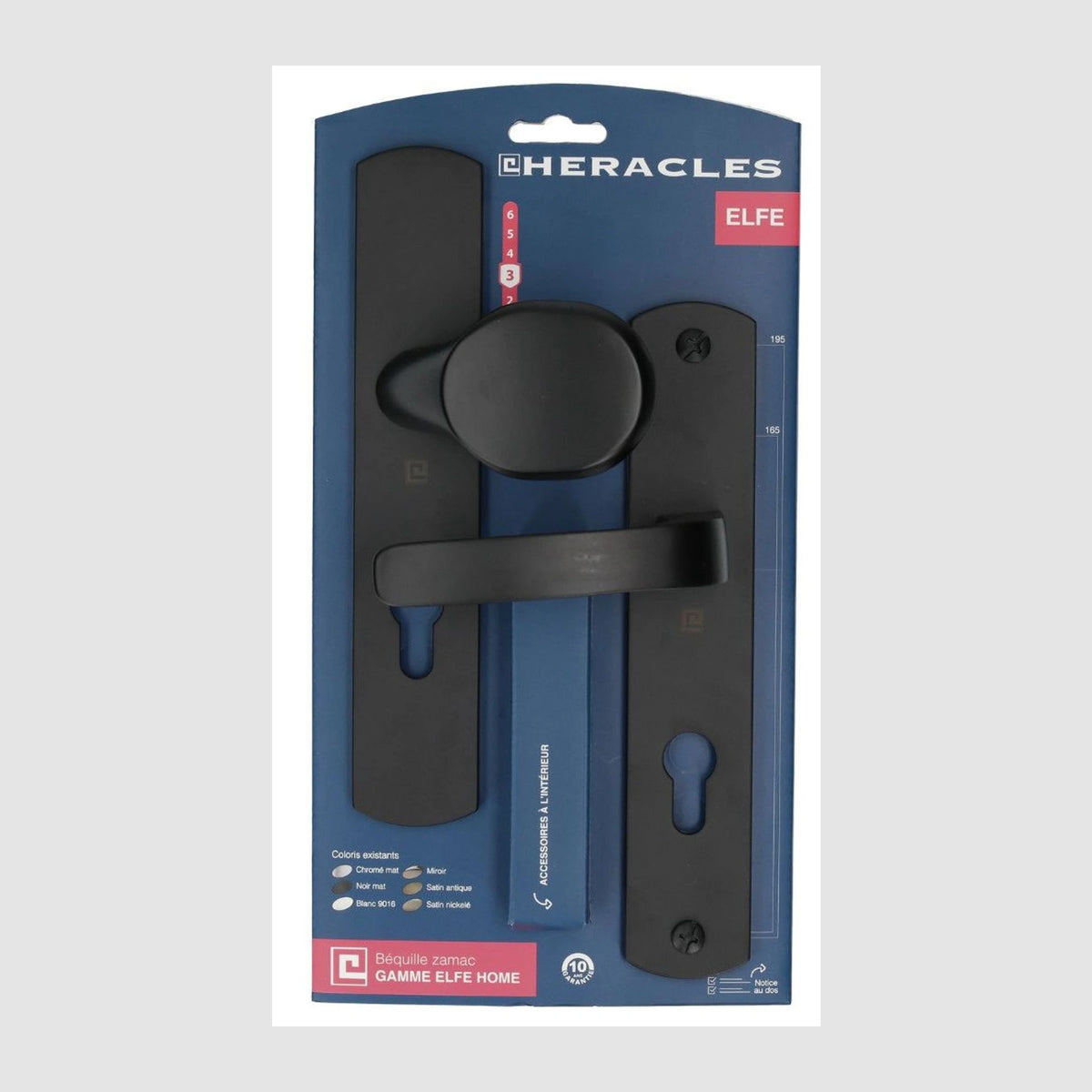 Ensemble de poignées ELFE HOME entraxe 195 mm - palière à clé - noir