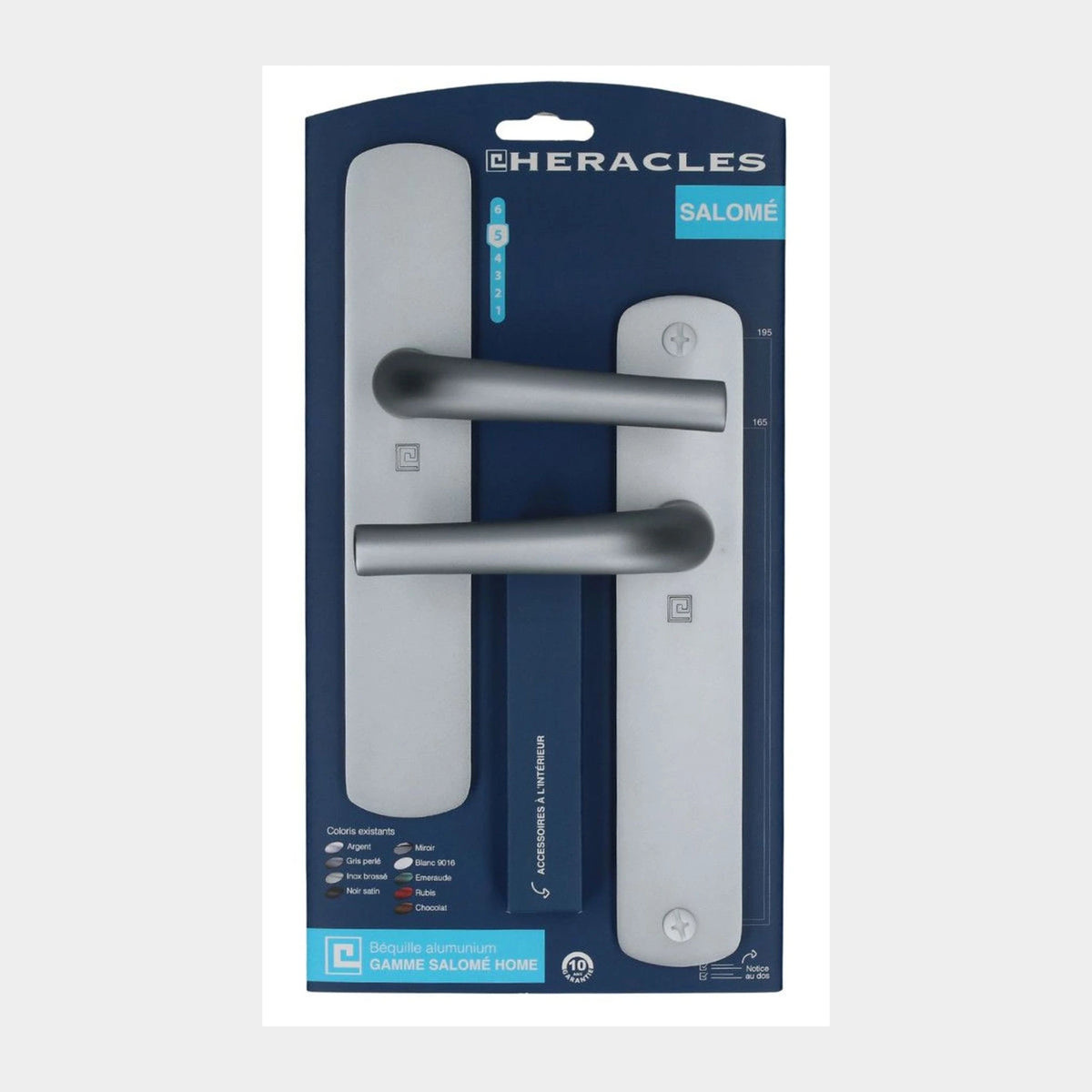 Ensemble de poignées SALOME HOME entraxe 195 mm - bec-de-cane - gris perle